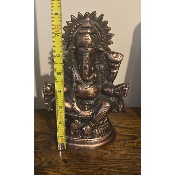 Rare  Vintage Rose Gold Copper Lord Ganesha Statue - Picture 6 of 8
